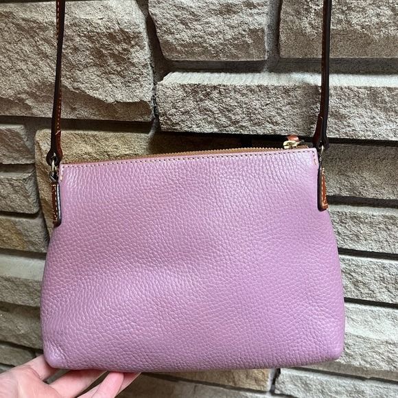 Dooney & Bourke Pebble Grain Katie Crossbody Purple Mauve Brown Leather Bag - Picture 6 of 12